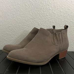 Torrid taupe faux suede Chelsea booties wide width